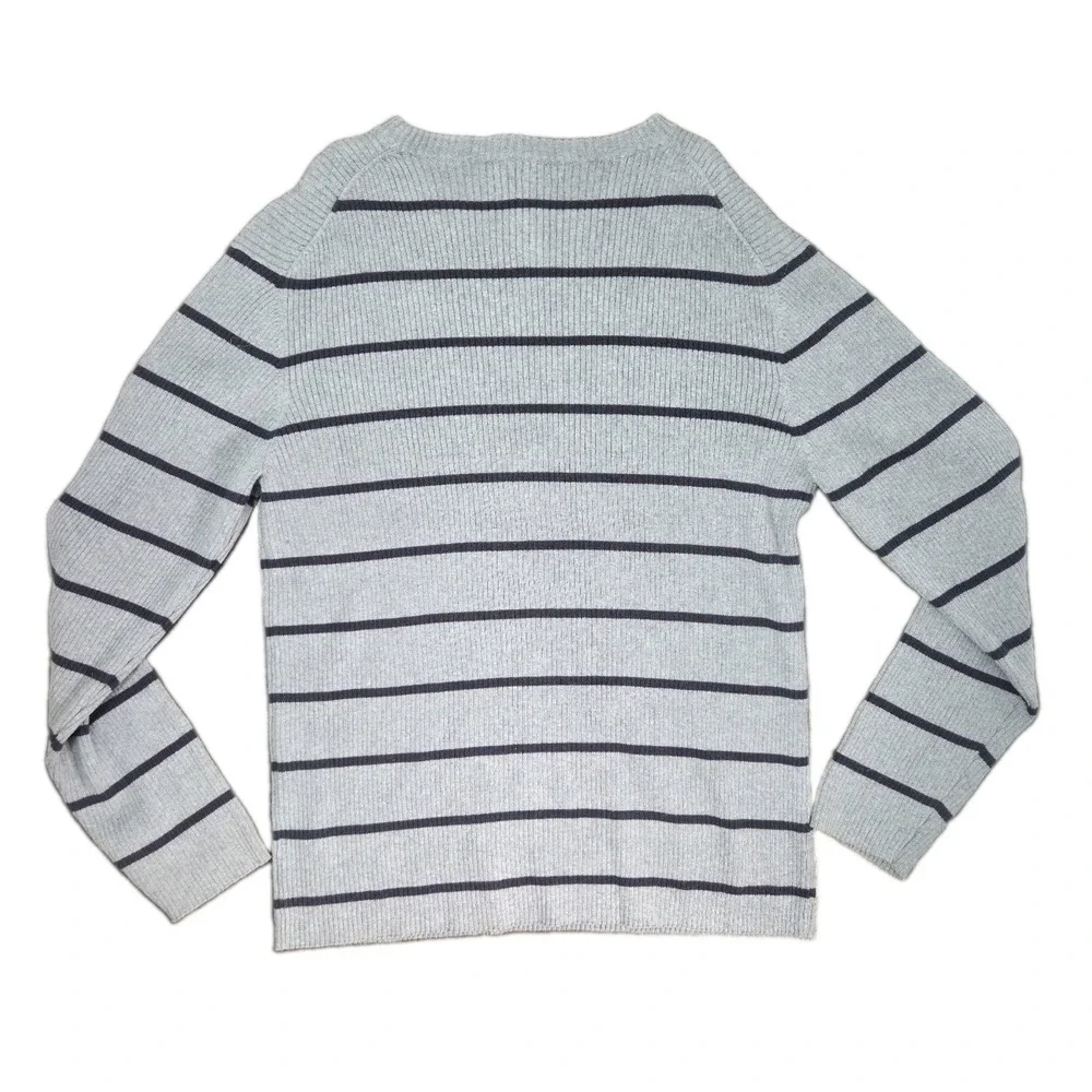 VTG Polo Ralph Lauren Polo Jeans Co Sweater Mens XL Gray Blue Stripe Crewneck